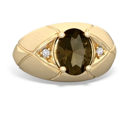 Smoky Quartz Men's Crossroads 14K Yellow Gold ring R0361