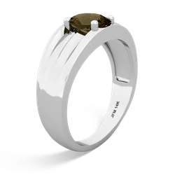 Smoky Quartz Men's Two Lane 14K White Gold ring R0363