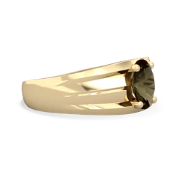Smoky Quartz Men's Two Lane 14K Yellow Gold ring R0363