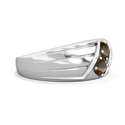 Smoky Quartz Men's Streamline 14K White Gold ring R0460