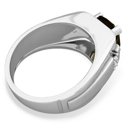 Smoky Quartz Men's 9Mm Round 14K White Gold ring R1822