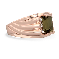 Smoky Quartz Men's 9X7mm Emerald-Cut 14K Rose Gold ring R1835