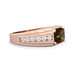 Smoky Quartz Men's Diamond Channel 14K Rose Gold ring R0500