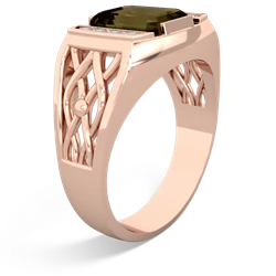 Smoky Quartz Men's Vine 14K Rose Gold ring R0490