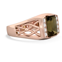 Smoky Quartz Men's Vine 14K Rose Gold ring R0490