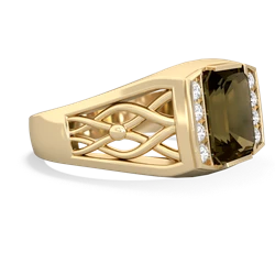 Smoky Quartz Men's Vine 14K Yellow Gold ring R0490