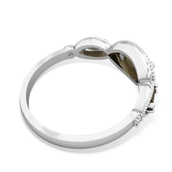 Smoky Quartz Milgrain Marquise 14K White Gold ring R5700