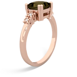 Smoky Quartz Art Deco Princess 14K Rose Gold ring R2014