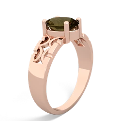 Smoky Quartz Art Deco Filigree 14K Rose Gold ring R2322