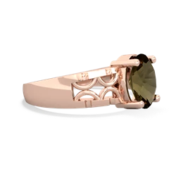 Smoky Quartz Art Deco Filigree 14K Rose Gold ring R2322