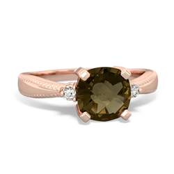 Smoky Quartz Cushion Rope 14K Rose Gold ring R2484