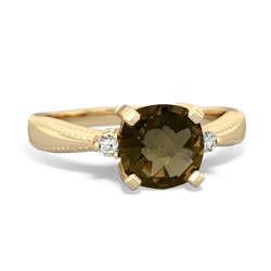 Smoky Quartz Cushion Rope 14K Yellow Gold ring R2484