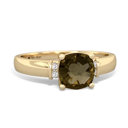 Smoky Quartz Simply Elegant Cushion 14K Yellow Gold ring R2489