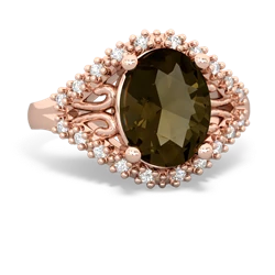 Smoky Quartz Antique Style Cocktail 14K Rose Gold ring R2564