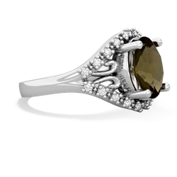 Smoky Quartz Antique Style Cocktail 14K White Gold ring R2564