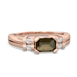 Smoky Quartz Art Deco East-West 14K Rose Gold ring R2590