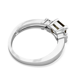 Smoky Quartz Art Deco East-West 14K White Gold ring R2590