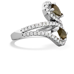 Smoky Quartz Diamond Dazzler 14K White Gold ring R3000