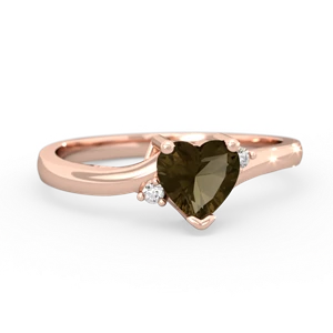 Smoky Quartz Delicate Heart 14K Rose Gold ring R0203