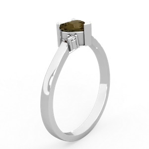 Smoky Quartz Delicate Heart 14K White Gold ring R0203