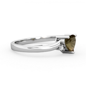 Smoky Quartz Delicate Heart 14K White Gold ring R0203