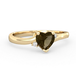 Smoky Quartz Delicate Heart 14K Yellow Gold ring R0203