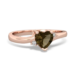 Smoky Quartz Delicate Heart 14K Rose Gold ring R0203