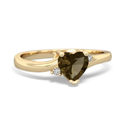 Smoky Quartz Delicate Heart 14K Yellow Gold ring R0203