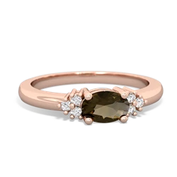 Smoky Quartz Simply Elegant East-West 14K Rose Gold ring R2480