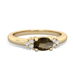 Smoky Quartz Simply Elegant East-West 14K Yellow Gold ring R2480