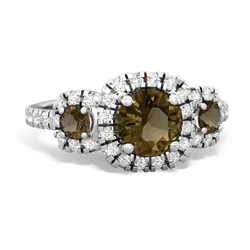 Smoky Quartz Regal Halo 14K White Gold ring R5350