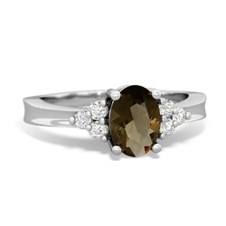 Smoky Quartz Simply Elegant 14K White Gold ring R2113