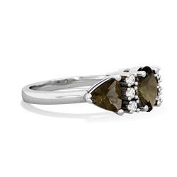 Smoky Quartz Antique Style Three Stone 14K White Gold ring R2186