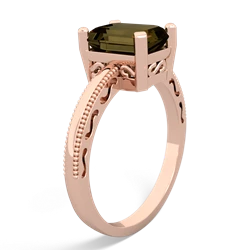 Smoky Quartz Milgrain Scroll 14K Rose Gold ring R2338