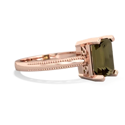 Smoky Quartz Milgrain Scroll 14K Rose Gold ring R2338