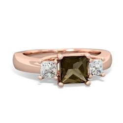 Smoky Quartz Three Stone Trellis 14K Rose Gold ring R4015