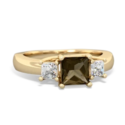 Smoky Quartz Three Stone Trellis 14K Yellow Gold ring R4015