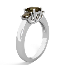 Smoky Quartz Three Stone Trellis 14K White Gold ring R4015