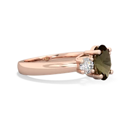 Smoky Quartz Diamond Three Stone Oval Trellis 14K Rose Gold ring R4024