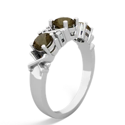 Smoky Quartz Hugs And Kisses 14K White Gold ring R5016