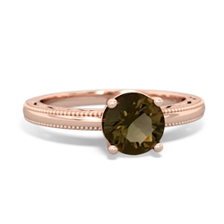 Smoky Quartz Milgrain Filigree 14K Rose Gold ring R5090