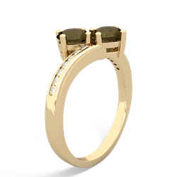 Smoky Quartz Channel Set Two Stone 14K Yellow Gold ring R5303