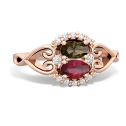 Smoky Quartz Love Nest 14K Rose Gold ring R5860