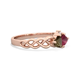 Smoky Quartz Heart To Heart Braid 14K Rose Gold ring R5870