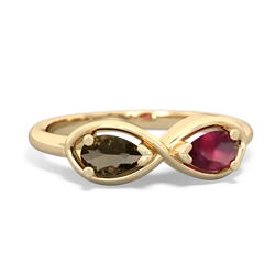 Smoky Quartz Infinity 14K Yellow Gold ring R5050