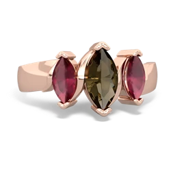 Smoky Quartz Three Peeks 14K Rose Gold ring R2433