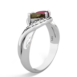 Smoky Quartz Summer Winds 14K White Gold ring R5342