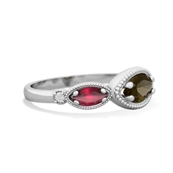 Smoky Quartz Milgrain Marquise 14K White Gold ring R5700