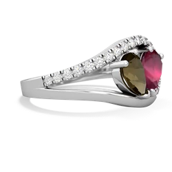 Smoky Quartz Nestled Heart Keepsake 14K White Gold ring R5650