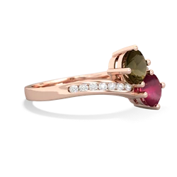 Smoky Quartz Channel Set Two Stone 14K Rose Gold ring R5303